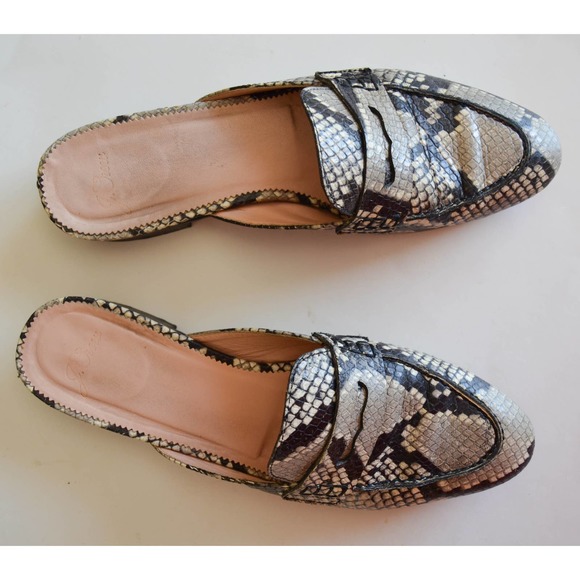J Crew Academy Penny Loafer Snake Embossed Leather, 8.5